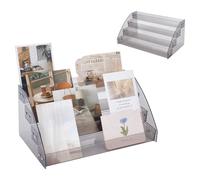 UNICRAFTALE 4-Tier Acrylic Greeting Card Display Stand Portable Christmas Greeting Card Rack Storage Sticker Organizer Stamp Postcard Mail Greeting Card Holder for Retail Counter Desk 30.5x18.1x14.2cm