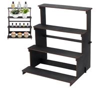 UNICRAFTALE 4-Tier Black Display Stand Straight Wooden Retail Table Display Stand with Shelves 4 Step Straight Display Rack for Counter Top Craft Shows Farmers Market Trade Shows Cupcakes Candles