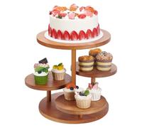 UNICRAFTALE 4-Tier Cupcake Stand Wooden Round Cupcake Tiered Display Riser Stands Dessert Table Display Round Serving Tray Cake Stands for Party Wedding Birthday 41x39x33cm