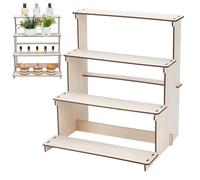 UNICRAFTALE 4-Tier White Straight Wooden Retail Table Display Stand with Shelves 4 Step Straight Display Rack for Counter Top Craft Shows Farmers Market Trade Shows Cupcakes Candles