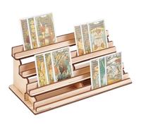 UNICRAFTALE 4-Tier Wooden Board Game Card Holder Wheat Cards Display Riser 14x29x11.4cm Solid Wood Card Playing Holder Stand for Bridge Canasta Strategy Games Tabletop Organizer