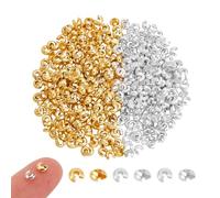 UNICRAFTALE 400Pcs 2 Colors Crimp Beads Knot Covers Half Round Open Crimps Bead Covers 3.2mm in Diameter Meatal Crimp Beads Necklace Bead for DIY Bracelets Jewelry Makings