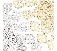 UNICRAFTALE 40Pcs 2 Colors 201 Stainless Steel Connector Charms Clover Links Charms Golden Four Leaf Clover Connector Charms Luck Pendants for DIY Bracelet Necklace Jewelry Making