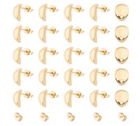 UNICRAFTALE 40Pcs 304 Stainless Steel Earring Post Golden Teardrop Earrings Findings with Hole 18K Gold Plated Stud Earring with Ear Nuts for Jewelry Making Accessories