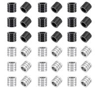 UNICRAFTALE 40Pcs 304 Stainless Steel Spacer Bead 2 Colors Grooved Tube Beads Metal Large Hole Bead Column Loose Beads for DIY Bracelet Necklace Jewelry Making 9x10mm