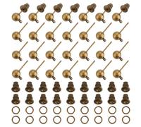UNICRAFTALE 40Pcs Antique Bronze Brass Ball Stud Earring Findings with Horizontal Loops, Ear Nuts, and Iron Jump Rings for Jewelry Making