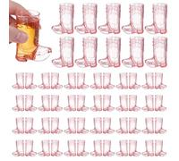 UNICRAFTALE 40Pcs Cowboy Boot Shot Glasses Decor Mini Plastic Western Cowboys Cups Cute Light Coral Reusable Cups for Wedding Decorations Western Cowboy Hen Theme Party Supplies 49x32.5x64mm