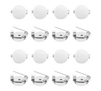 UNICRAFTALE 40Pcs Flat Round Brooch Pin Making Supplies 14mm Stainless Steel Brooch Bezel Trays Base Settings Blank Dome Brooch Making for Badge Corsage DIY Jewelry Making
