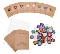 UNICRAFTALE 40Pcs Natural Stones Keepsake Exchange Relationship Cards Heart Love Stones Pocket Palm Stone with Round Dot Double Sided Tapes for Colleagues Family Distance Social Celebration