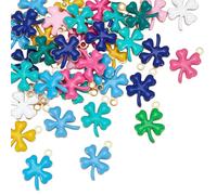 UNICRAFTALE 40pcs Random Color Stainless Steel Saint Patricks Clover Charms Lucky Shamrock Charm Irish Enamel Four Leaves Pendants for Bracelet Bulk Jewelry Making Hole 1.4mm
