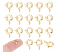 UNICRAFTALE 40pcs Real 18K Gold Plated Spring Ring Clasps, 6mm, DIY Jewelry Making