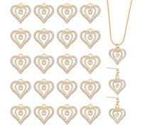 UNICRAFTALE 40Pcs Rhinestone Golden Heart Charms Love Heart Charms Crystal Pendants Alloy Charm Metal Hearts Charm DIY Bracelet Pendants for Valentine Gifts Earring Jewelry Making