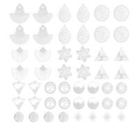 UNICRAFTALE 48Pcs 12 Styles Thin Filigree Charms Stainless Steel Geometry Pendants Drop Dangle Charms Round Tree Leaf Charm Etched Metal Embellishments for Earring Jewelry Making