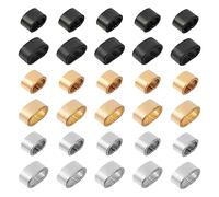 UNICRAFTALE 48pcs 3 Colors 2 Sizes 304 Stainless Steel Rectangle Slide Charm Large Hole Leather Cord Slider Loose Beads Wristband Locking Clips Beads Link Connector for Bracelets Jewelry Making