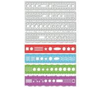 UNICRAFTALE 4Pc Irregular Edges Ruler Theme Cutting Dies Metal Measuring Tools Template Stainless Steel Reusable Cutting Dies Drawing Stencils Tool for Stencil Bookmark Dot Journal Stencil
