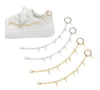 UNICRAFTALE 4Pcs 2 Colors 26cm Long Punk Boots Chain Rivet Cone Spike Charms Punk Rivet Decoration with Spring Gate Ring Sandals Boot Strap Chains for Women women DIY Sneakers Casual Shoes Decoration