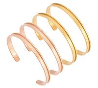 UNICRAFTALE 4Pcs 2 Colors Gold C-Shaped Blank Cuff Bangles Sets Stainless Steel Grooved Cuff Bangles Rose Gold Open Blank Bracelet Hair Tie Bracelet for Inlay Clay Rhinestone Pave Bangle Making