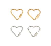 UNICRAFTALE 4Pcs 2 Styles 2 Colors 304 Stainless Steel Screw Carabiner Lock Charms Metal Heart Clasp Golden Keychain Clasps Heart Keychain Hook Pendants for DIY Necklaces Jewelry Making
