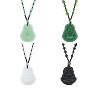 UNICRAFTALE 4Pcs 4 Colors Maitreya Buddha Pendant Necklaces Beaded Buddhist Necklaces for Summer Men Women Laughing Buddha Guanyin Necklace Amulet Talisman Lucky Crystal Pendant Necklace
