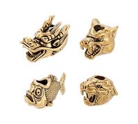 UNICRAFTALE 4pcs 4 Style Knife Lanyard Beads Dragon Wolf Leopard Fish Shape European Lanyards Antique Bronze Large Hole Beads for EDC Knife Keychain Bracelet Accessories Hole 5.5~6mm