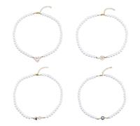 UNICRAFTALE 4Pcs 4 Style Pearl Necklaces for Women Pearl Choker Necklace Strands Adjustable Chain Necklace with Heart Evil Eye Charm Jewelry Gift for Women for Birthday