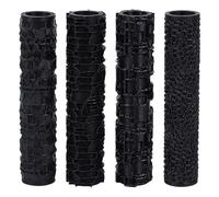 UNICRAFTALE 4Pcs 4 Styles Terrain Texture Roller Set Wall Textured Rollers Black Unique Design DIY Wall Texture Roller Ideal for D&D Terrain Tabletop Modeling Miniature 100x23mm