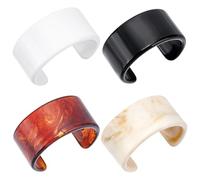 UNICRAFTALE 4Pcs 4 Styles Two-tone Acrylic Resin Open Bracelet Retro Wide Geometric Bracelet Cuff Bangles Wide Face Wrists Bangle Transparent Bracelets for Women