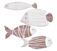 UNICRAFTALE 4Pcs 4Styles Wooden Fish Wall Decor Rose Brown Fish Wall Decor Wooden Coastal Decorations Wood Hanging Decoration with Stickers for Bathroom Lake House Beach House Home Room Walls Decors
