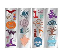UNICRAFTALE 4Pcs Metal Halloween Stencils for Craft Wood Burning Decorative Pumpkins Face Painting Stencils Stainless Steel Reusable Halloween Drawing Template for Pumpkin Carving Walls Decor