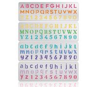 UNICRAFTALE 4Pcs Metal Letter Stencils for Drawing Different Alphabet Drawing Templates Stainless Steel Reusable Number Templates 18x5.7cm for DIY Scrapbooking Carving Engraving Wood Burning