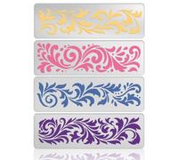 UNICRAFTALE 4Pcs Metal Stencil for Painting Strip-Shaped Vine Drawing Template Stainless Steel Reusable Template Border Stencils for Scrapbooking Carving Engraving Wood Burning