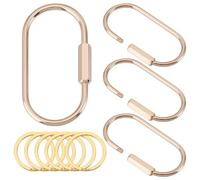 UNICRAFTALE 4Pcs Oval Keychain Holder with 6Pcs Alloy Split Rings Gold Screw Lock Clip Metal Key Ring Hook Holder Durable Simple Carabiner Keychain Clip for Car Keys Handbag