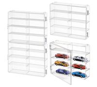 UNICRAFTALE 4Pcs Plastic Display Case for 1/64 Scale Cars 32 Cars Showcase Desktop Storage Organizer Dustproof Showcase for Model Car Clear Display Box 19.2x4.5x15.2cm