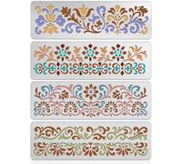 UNICRAFTALE 4pcs Retro Decorative Patterns Metal Stencils Retro Stainless Steel Plante Pattern Template Reusable Bookmark Label Stencil for Card Making DIY Scrapbooking 17.7x10.1cm