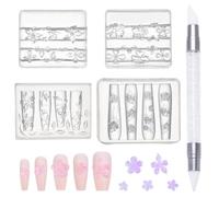 UNICRAFTALE 4Pcs Silicone Nail Art Molds 3D Flower Nails Art Molds with Point Pen Flower Nails Charm Design Floral Manicure Templates for DIY Manicure Tools Accessories 4.5x5.9cm