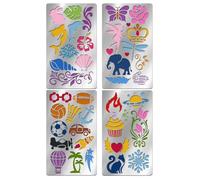 UNICRAFTALE 4Pcs Temporary Tattoos Stainless Steel Stencils Template Metal Various Shape Stencil Journal Notes Painting Stencil for DIY Notebook Diary Scrapbook Wood Burning Engraving