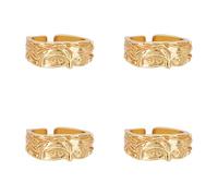 UNICRAFTALE 4Pcs Vintage Gold Venus Half Face Ring for Women 9mm Wide Personalized Open Wrap Knuckle Finger Band Rings Adjustable Hip Hop Punk Rings Jewelry Gift for Valentine'S Day