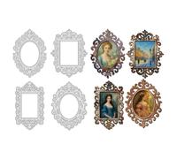 UNICRAFTALE 4pcs Vintage Photo Frame Cutting Dies for DIY Card Making Oval Label Tag Embossing Template Square Lace Border Background Metal Die Cuts for Photo Album Craft Scrapbooking Decoration