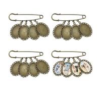 UNICRAFTALE 4Pcs Wedding Bouquet Photo Charm Oval Memorial Locket Pin 38mm Antique Bronze Picture Pendant Each Holds 4 Pictures 70mm Long for Bridal Flowers Wedding Party