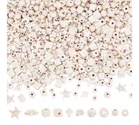 UNICRAFTALE 5 Styles 600pcs White Imitation Turquoise Beads Ocean Animal Spacer Beads Acrylic Starfish Cross Round Cube Spacers Bead for Jewelry Making Bracelets DIY Crafts