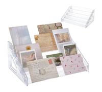 UNICRAFTALE 5-Tier Trading Card Display Holder Acrylic Christmas Greeting Card Holders Clear Plastic Sticker Organizer Rack Portable Versatile Displays Rack Holder for Graded Psa Sports Cards