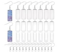 UNICRAFTALE 50 Sets Stainless Steel Earring Wire Hooks with Blank Rectangle Pendant Trays Cabochon Earring Settings Metal Bezels and Earring Hooks Earring Blanks for DIY Earring Jewelry Making