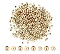 UNICRAFTALE 500Pcs 3mm Diameter Golden 304 Stainless Steel Round Seamed Beads Smooth Round Loose Beads Tiny Metal Hollow Crimp Bead for Jewelry Bracelets Necklace DIY Making Crafts