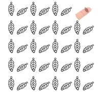 UNICRAFTALE 50pcs Black Hollow Leaf Charms Stainless Steel Leaf Charm Metal Leaves Pendant for Spring Fall Earring Necklaces Bracelet Jewelry Making