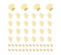 UNICRAFTALE 50Pcs Earring Posts 24K Gold Plated Stud Earring Findings 12mm Flat Pad Earring Studs and 50Pcs Ear Backs Stainless Steel Flat Back Blank Earring Studs Earring for Jewellery Making