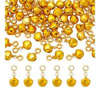 UNICRAFTALE 50Pcs Gold Bells Small Metal Bell Charms Mini Bells Christmas Jingle Bell Dangle Charms Wind Chimes Home Door Decor for DIY Earring Bracelet Jewelry Making
