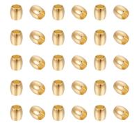 UNICRAFTALE 50Pcs Golden Barrel Pattern Stainless Steel Loose Beads 4mm Large Hole Round Beads Hollow Ball Beads Metal Loose Beads for DIY Jewelry Bracelet Necklace Making 6x6mm