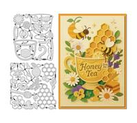 UNICRAFTALE 50Pcs Honey Bee Cutting Dies Metal Die Cut Stencils Tea Cup Templates Scrapbooking Tool 13~15x15cm for DIY Crafts Photo Frame Album Card Making Paper Embossing