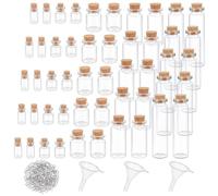 UNICRAFTALE 50Pcs Mini Glass Bottles 1-20 ml 5 Sizes Spell Jars with Corks 60 Eye Pin Bails 3 Funnels Apothecary Potion Bottles for DIY Art Crafts Party Favors Decoration Clear