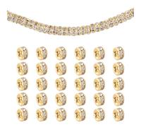 UNICRAFTALE 50Pcs Real 18K Gold Plated Clear Crystal Rhinestone Beads Straight Flange Beads Golden Flat Round Rhinestone Bead Rondelle Crystal Metal Bead for DIY Jewelry Making